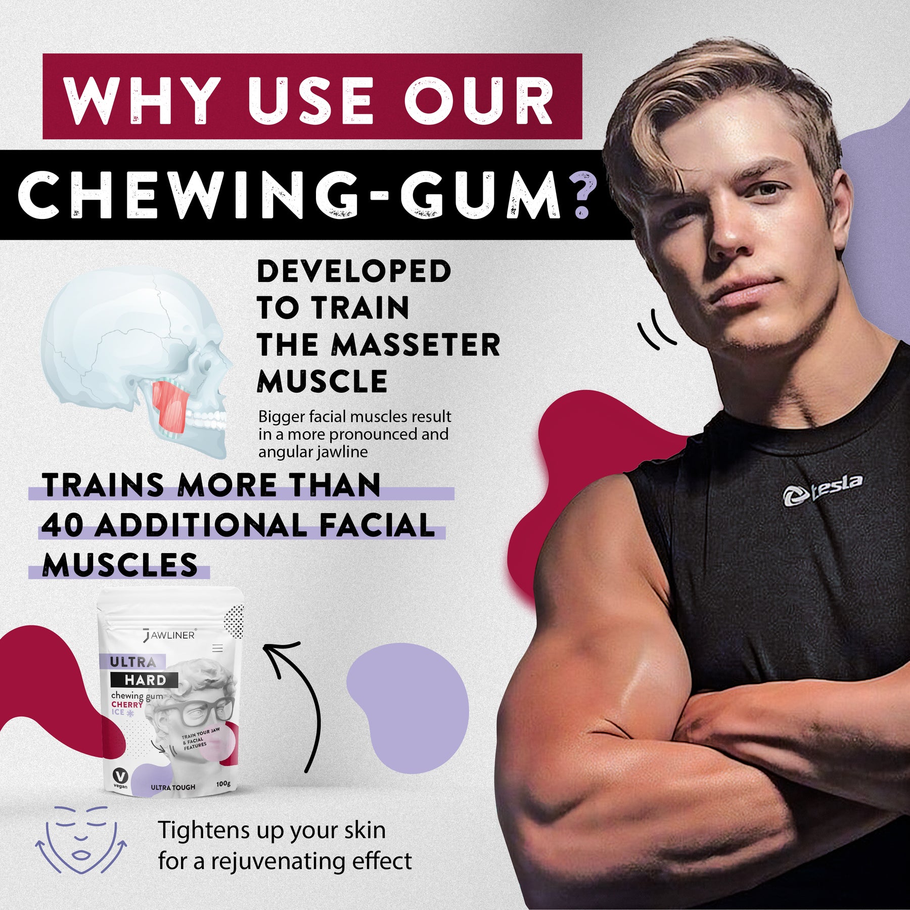 JAWLINER® Fitness Chewing Gum Glace à la Cerise