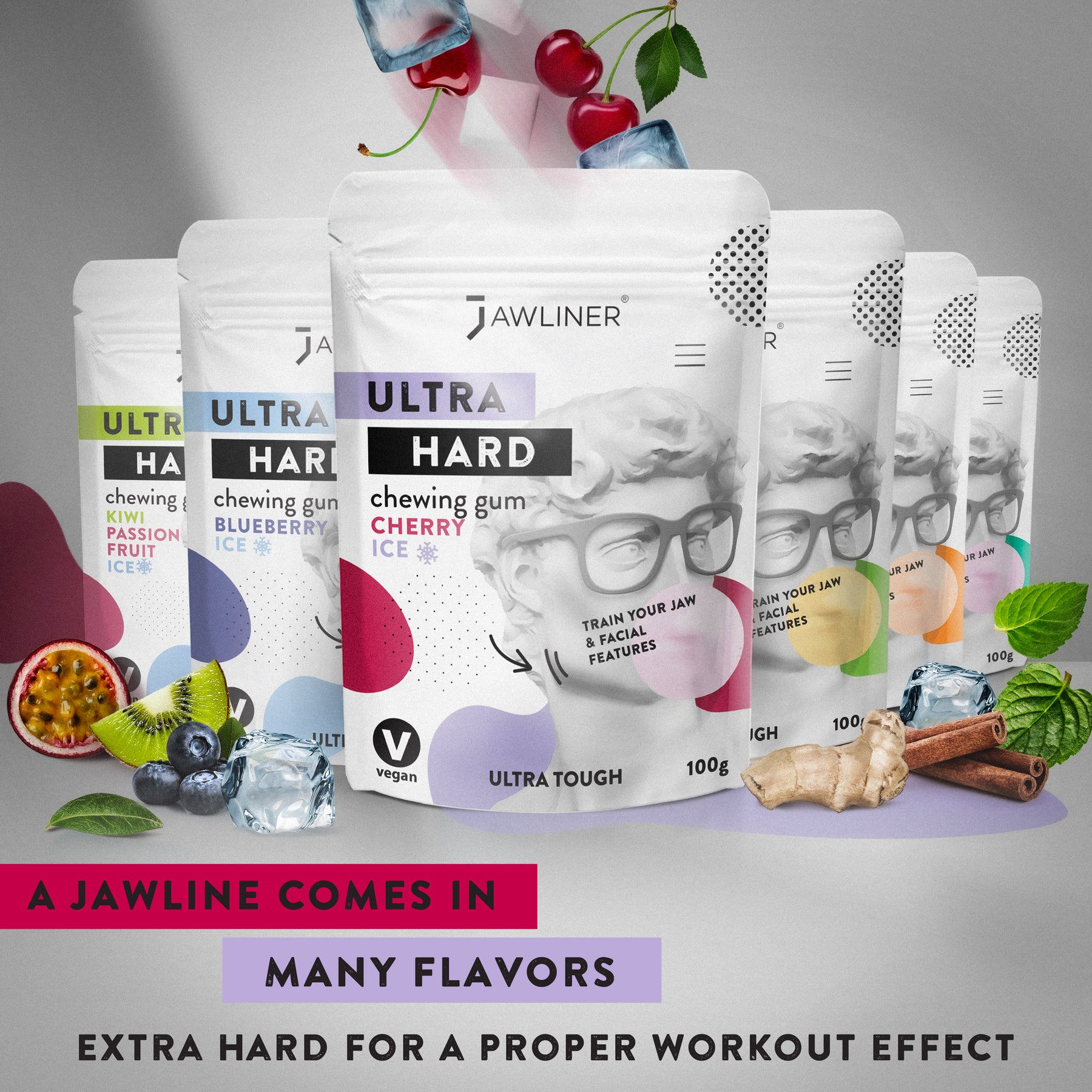 JAWLINER® Fitness Chewing Gum Glace à la Cerise