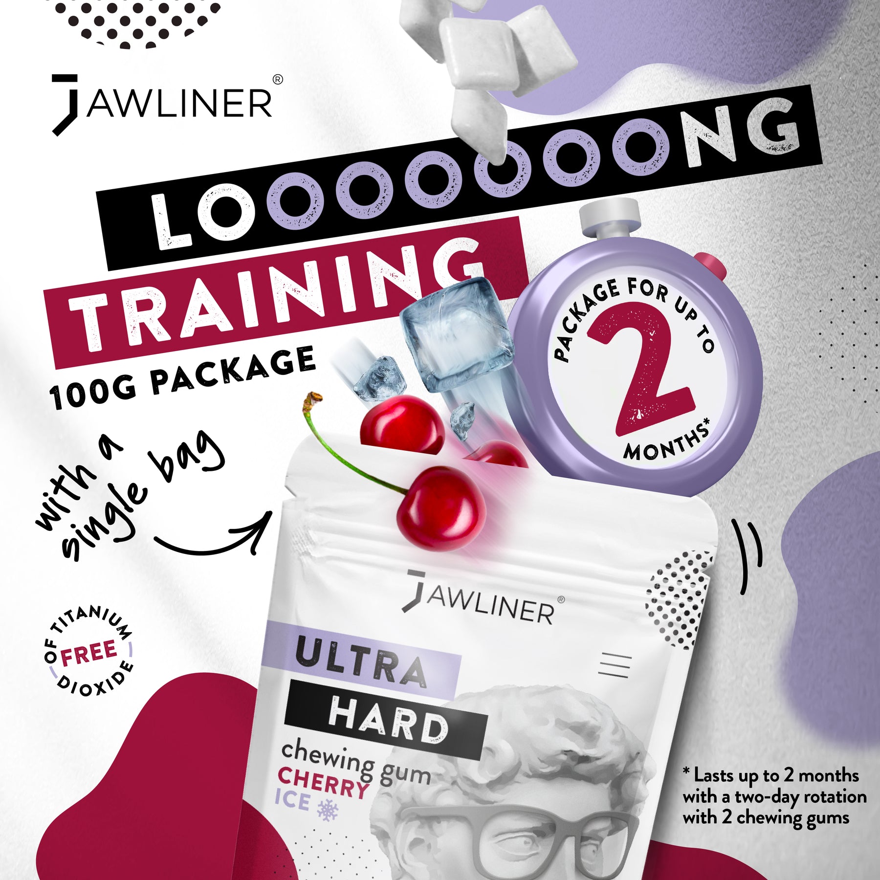 JAWLINER® Fitness Chewing Gum Glace à la Cerise