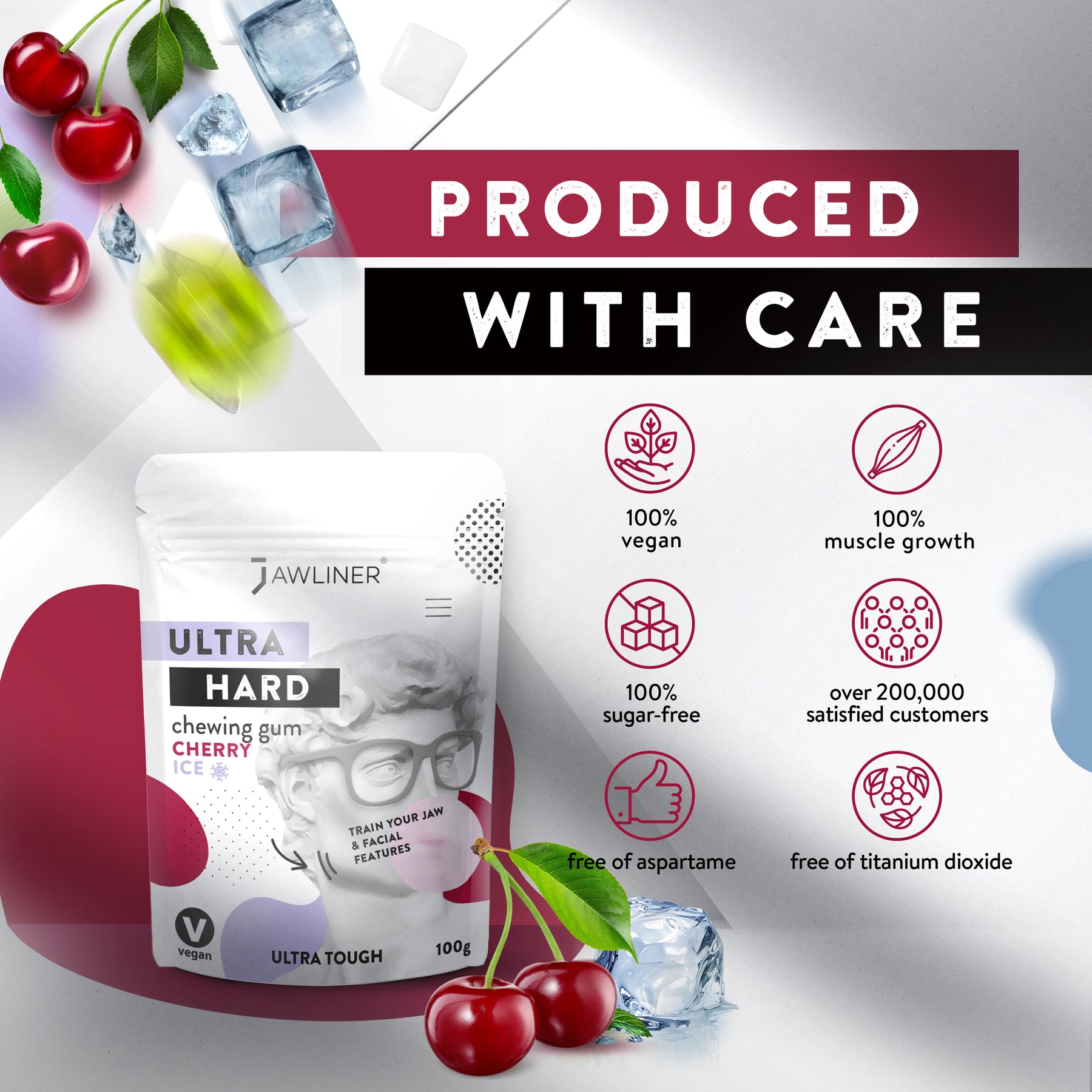 JAWLINER® Fitness Chewing Gum Glace à la Cerise