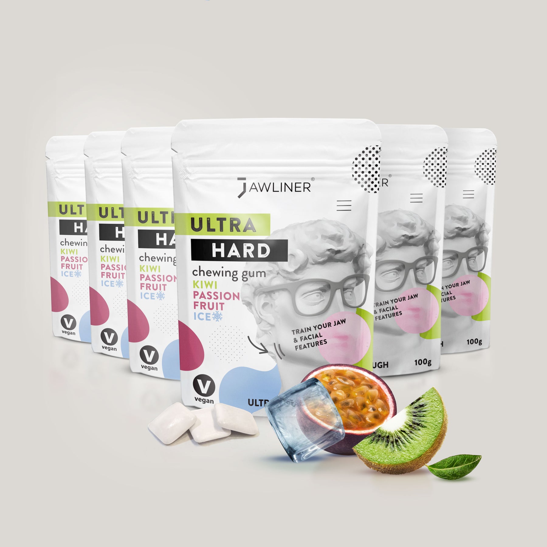 JAWLINER® Fitness Chewing Gum Kiwi Passion Fruit Ice